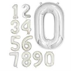 Large 30 inch Foil silver Number Balloon