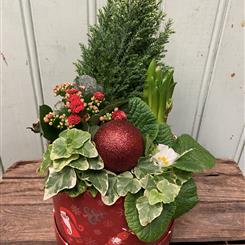 Seasons Greetings hatbox planter