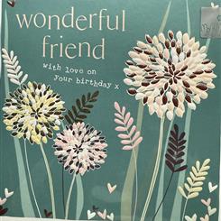 wonderful friend with love on your birthday card
